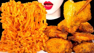 ASMR SPICY CARBO FIRE NOODLES ROASTED CHICKEN 굽네치킨 고추바사삭순살 까르보불닭볶음면 먹방 MUKBANG EATING 咀嚼音| ZOEY ASMR