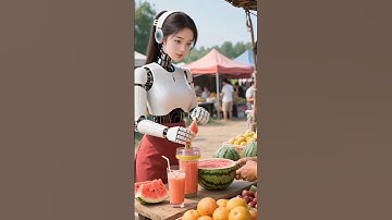 Robot Shopkeeper in the Market 🤖🍎 | #FutureAI #RobotLife