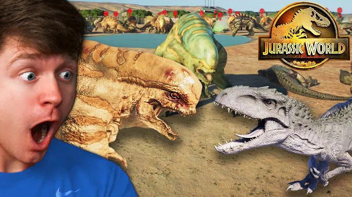 100 DISTORTUS REX vs 100 INDOMINUS REX! - Jurassic World Evolution 2