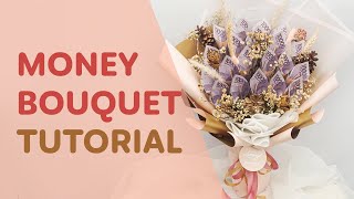 Roll money bouquet with dry flower tutorial