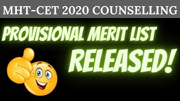 Provisional Merit List Released || MHT-CET 2020