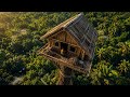 120 Days Tree Survival Challenge and Building a Shelter in Dangerous Terrain Using Primitive Tools