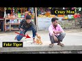 Fake Tiger Vs Man Prank Video - So Funny Man Reaction with Fake Tiger | 4 Minute Fun