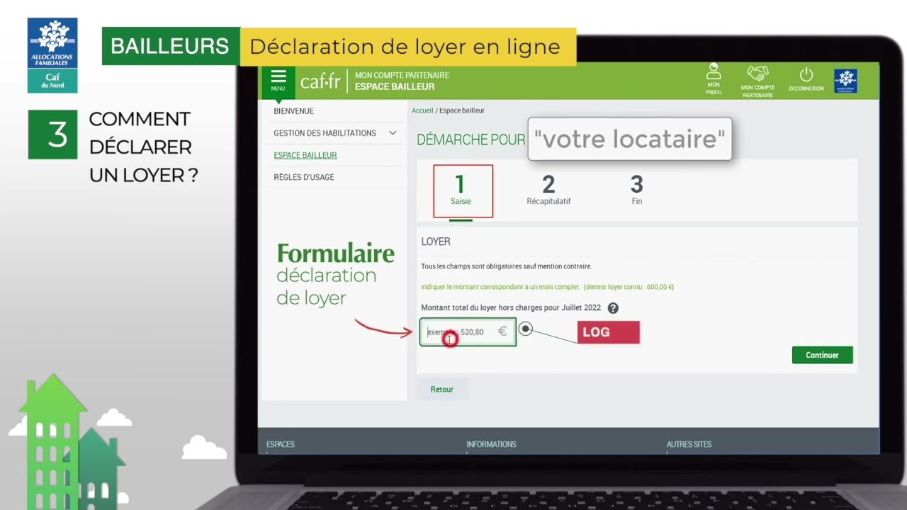 [Bailleurs Caf du Nord] - Tutoriel de déclaration de loyer en ligne sur caf.fr