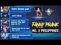 NO. 2 PHILIPPINES FANNY PRANK | They Accused Me As An MMR BOOSTER😂 | MLBB