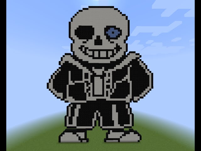 Minecraft: Pixel Art Tutorial and Showcase: Sans on a Tricycle (Undertale)  