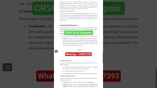 CRSU M.Ed Synopsis writing help #crsujind