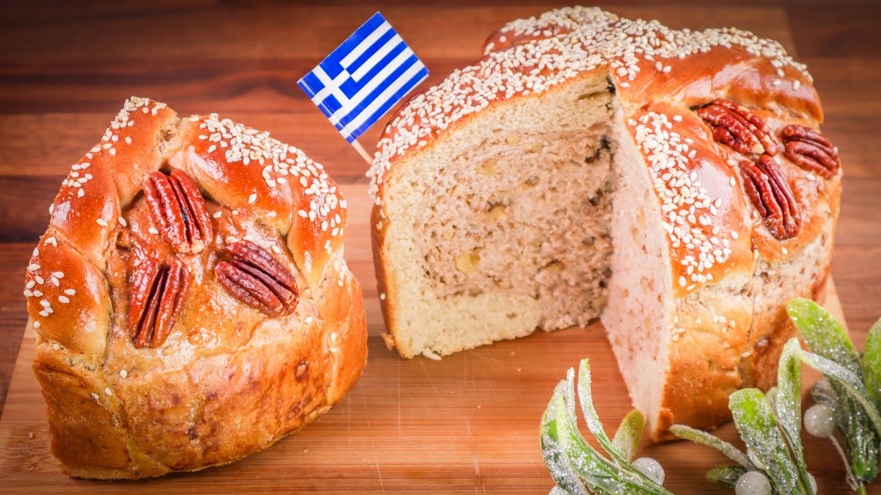 How To Make Christopsomo Traditional Greek Christmas Bread With Nuts and Spices YouTube