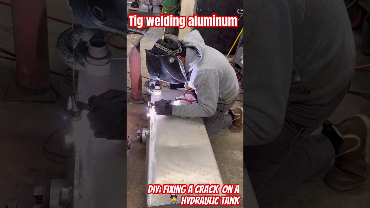Welding aluminum (fixing a crack on a hydraulic tank 