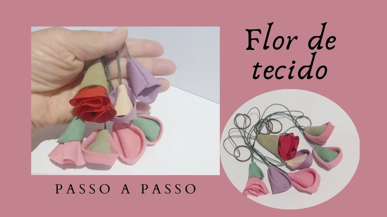 Chaveiro com Flor de tecido