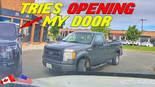 IDIOT BLOCKS DRIVEWAY AND GETS AGGRESSIVE WHEN CONFRONTED