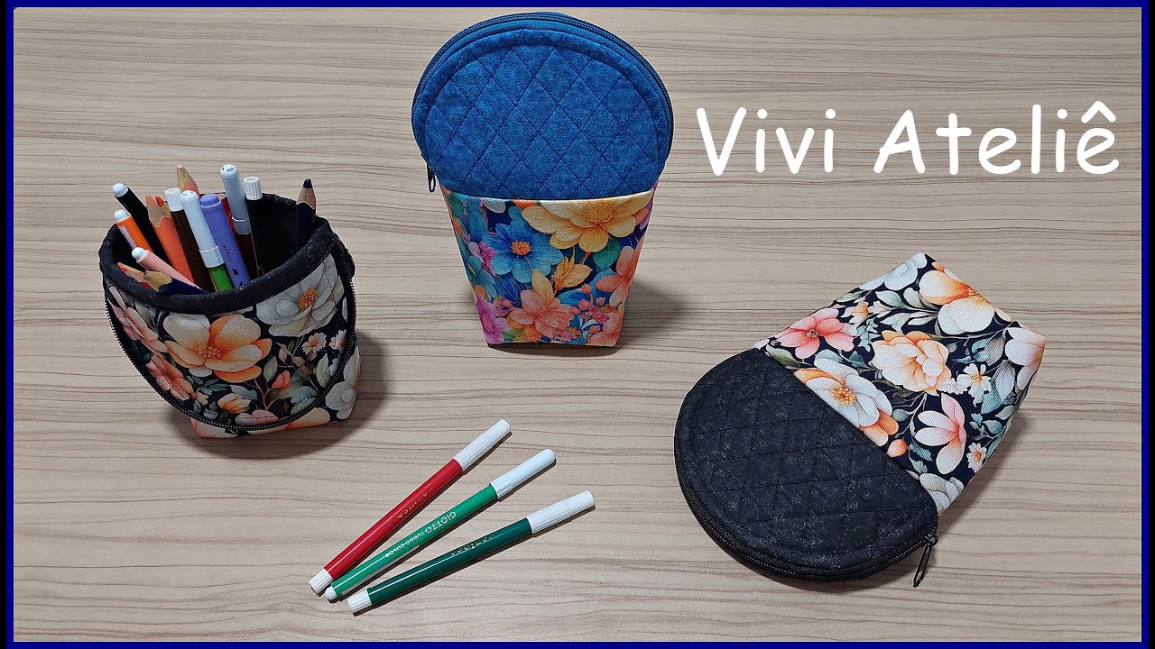 Estojo Cestinho | Estojo Dobrável | Estojo Copinho | Passo a Passo | Vivi Ateliê