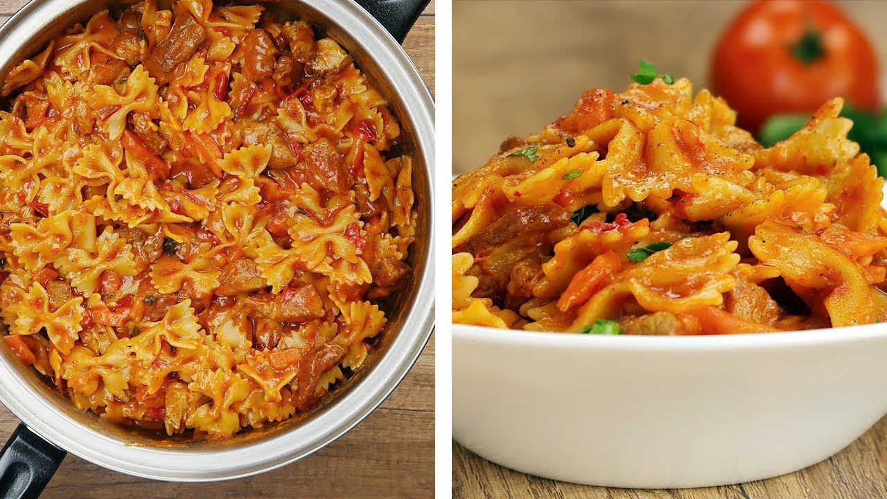 ⁣Макароны с Мясом на Сковороде. Блюдо Со Свининой • Вкусный рецепт