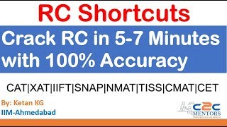 Crack RC in 57 Minutes | RC Shortcuts | NMAT SNAP CET CMAT TISS
