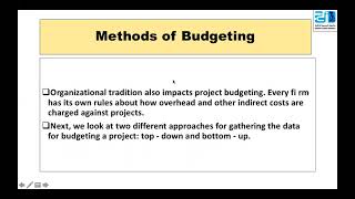 Project Feasibility Study - Lecture 7 (Budgeting The Project) - ESU