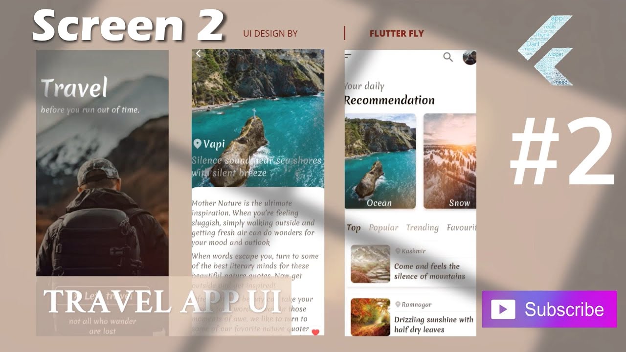 Flutter UI design | Travel app UI design . - YouTube