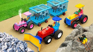 Diy tractor mini Bulldozer Moving Mountains Rocks | diy mini Tractor transporting Cows | HP Mini