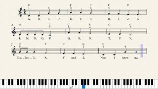 Easy Piano Tutorial: How to Play The Alphabet Song, Notes + Lyrics screenshot 3