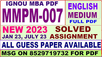 mmpm 007 solved assignment 2023 / mmpm 7 solved assignment 2023 in english / mmpm 007 2022-23
