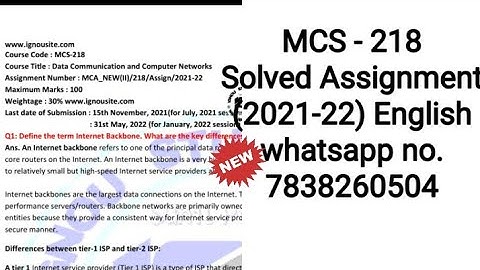 MCS 218 Solved Assignment 2021 22  MCA /English/ @20.