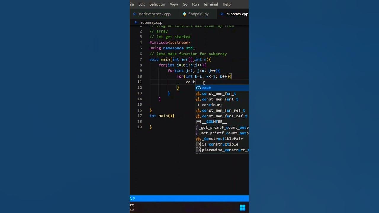 Program To Print All Subarray from Array in C++ Programming Language # ...