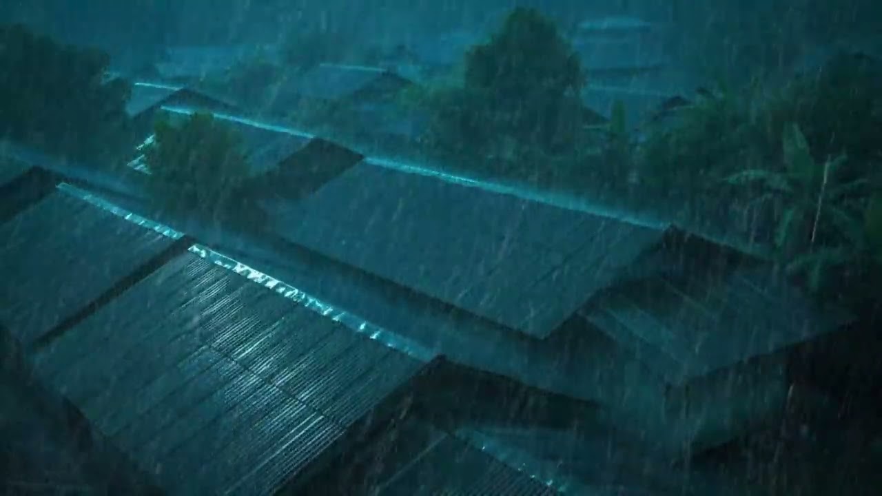 No Ads Rain Sounds for Sleeping - ASMR Torrential Heavy Rain on Tin Roof for Deep Rest