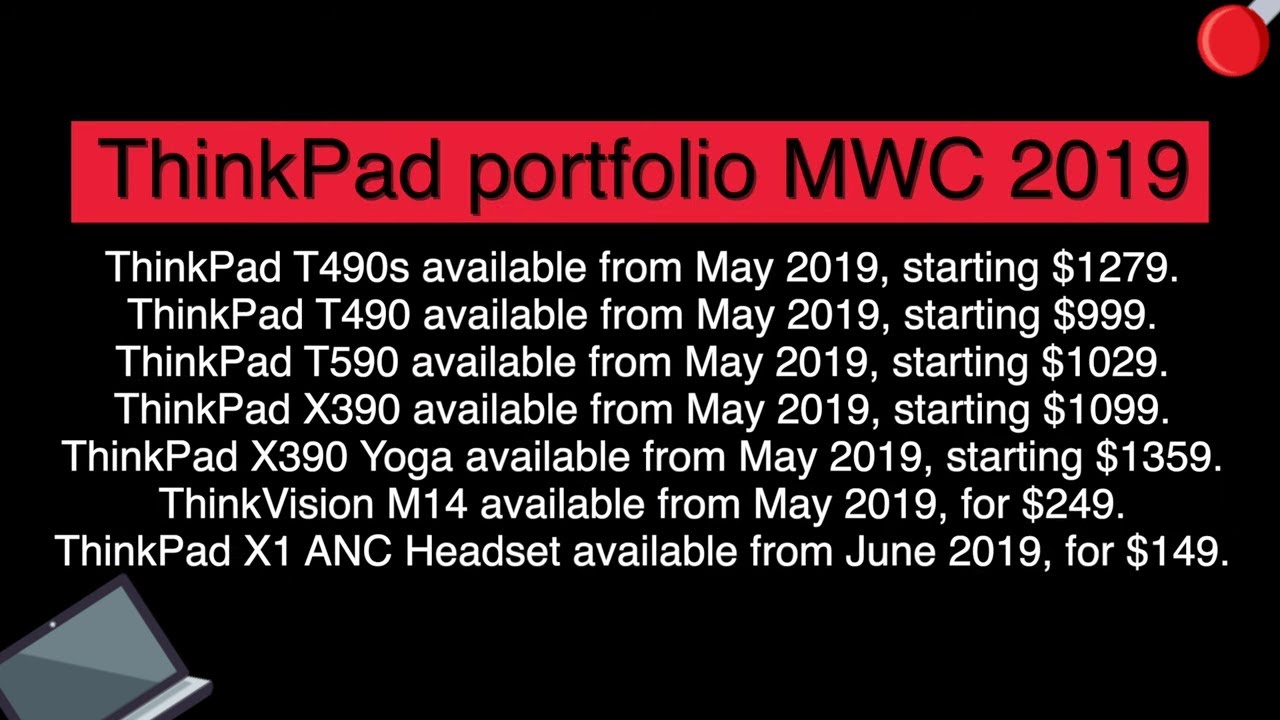 Lenovo Thinkpad Launches At Mwc19 T490s T490 T590 X390 X390 Yoga Thinkvision M14 And X1 Anc Youtube