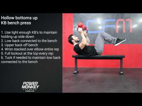 Monkey-Method: Hollow bottoms up KB bench press