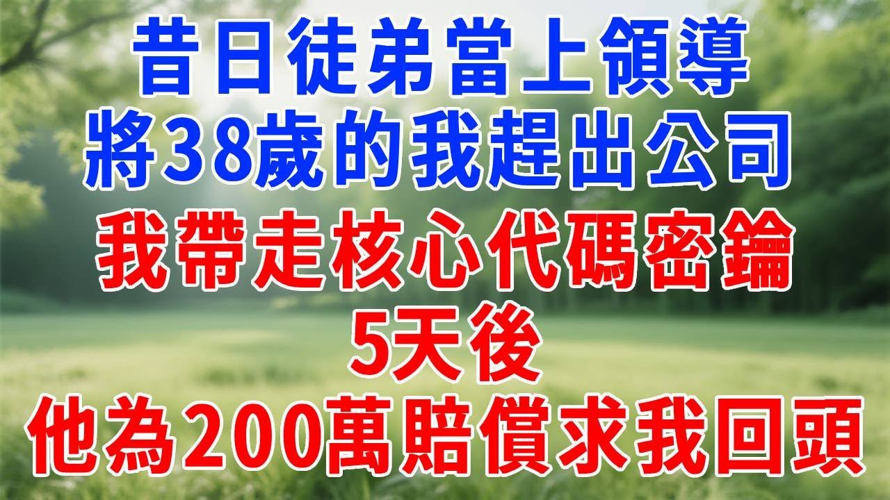 昔日徒弟當上領導，將38歲的我趕出公司，我帶走核心代碼密鑰，5天後他為200萬賠償求我回頭！#人生感悟 #故事分享 #故事頻道 #打脸 #职场 #原创视频