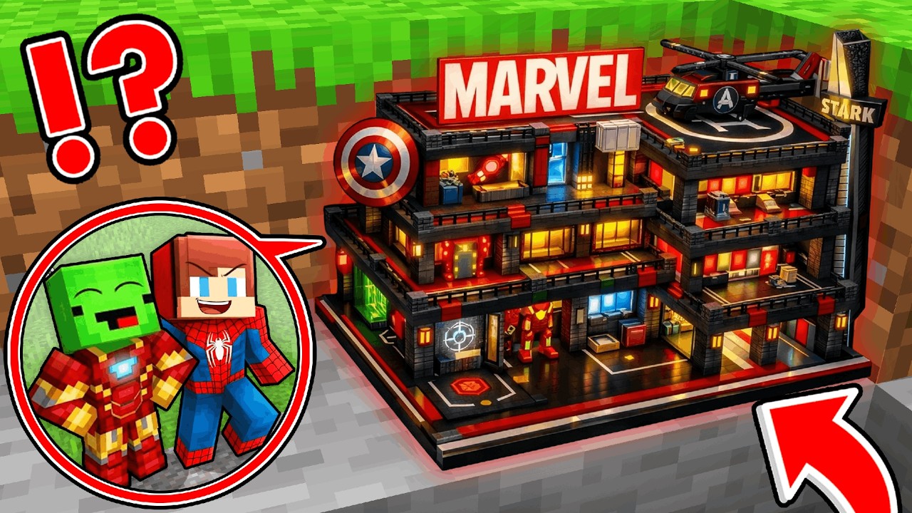 JJ and Mikey Found Small Superhero Base in Minecraft ? - Maizen
