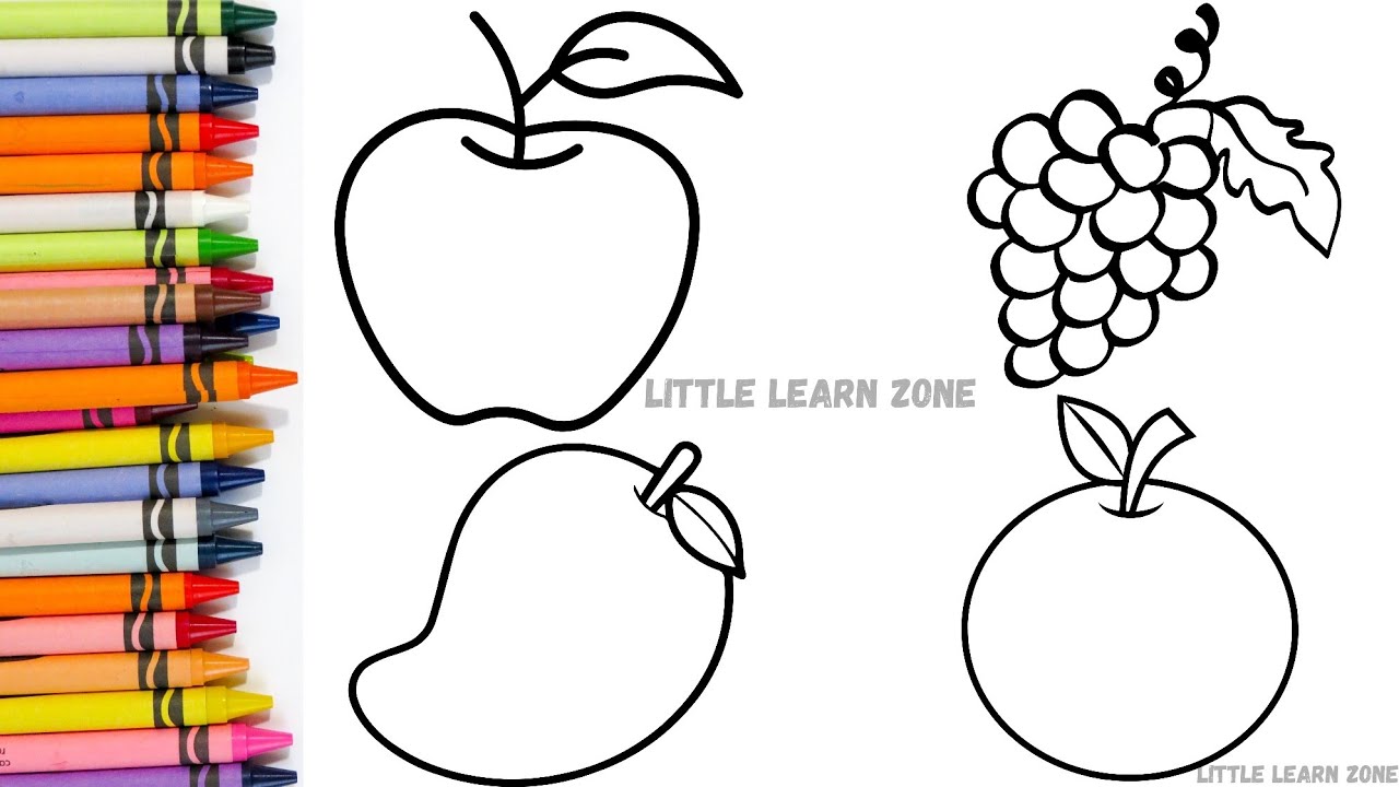 Drawing for Apple🍎mango🥭 2 more fruits colors name with toddler!'Little learn zone'
