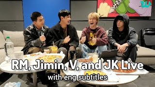 Rm, jimin, v and jk live with eng sub. #bts#jin#suga#jhope#rm#jimin#v#jk💜💜