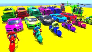 GTA V Mega Ramp On Super Cars, Bikes, Jets and Boats with Trevor and Friends Stunt Map Challenge