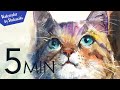 [Eng sub] 5min Easy Watercolor |  Cute kitty face.