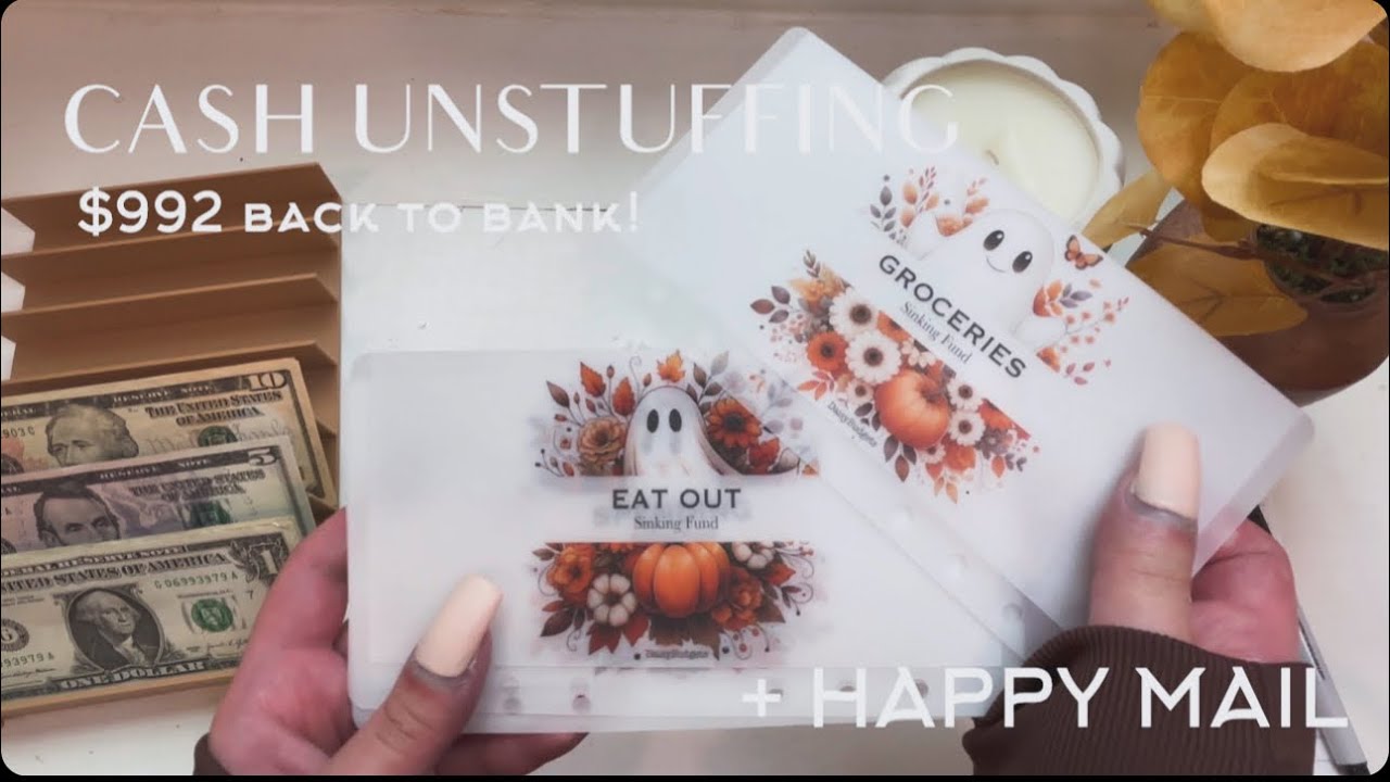 CASH UNSTUFFING + HAPPY MAIL 😍 $992 back to bank! #cashbudgeter #asmr ...
