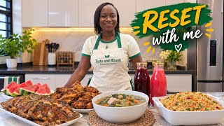 Home Reset | Bulk Cooking & Meal Prep: Homemade Fruit Drinks, Kontomire Stew, Light Soup, Fried Rice