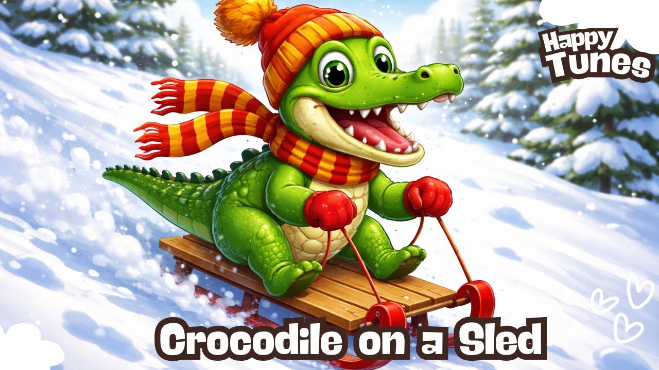 🎵 Crocodile on a Sled 🐊🛷 | Winter Kids Song | Nursery Rhyme🎵