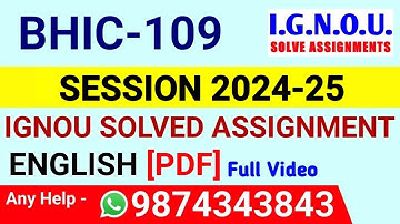 BHIC 109 Solved Assignment 2024-25 English, BHIC 109 Solved Assignment 24-25, BHIC-109 Assignment