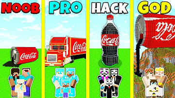 Minecraft Battle: NOOB vs PRO vs HACKER vs GOD: COCA COLA SODA HOUSE BUILD CHALLENGE / Animation