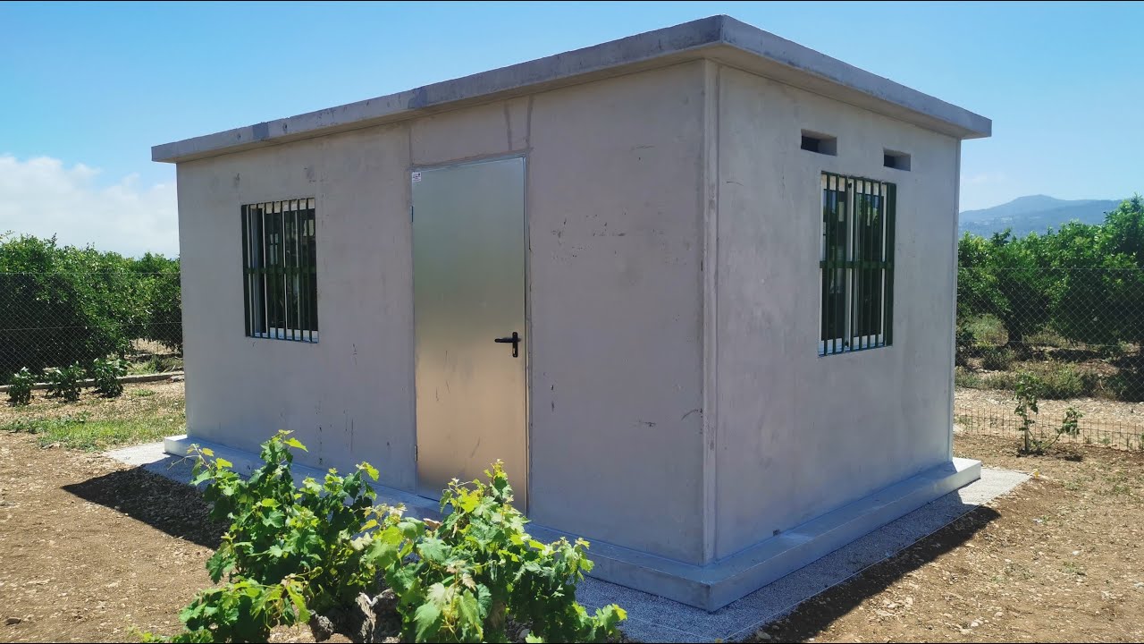 Pose d'un abris de jardin "Das-Ding" de 15 m² en béton préfabriqué