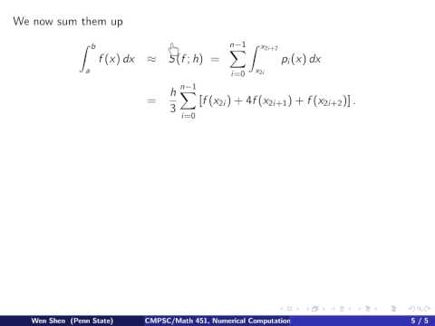 ch4 4: Simpson&rsquo;s rule, derivation. Wen Shen