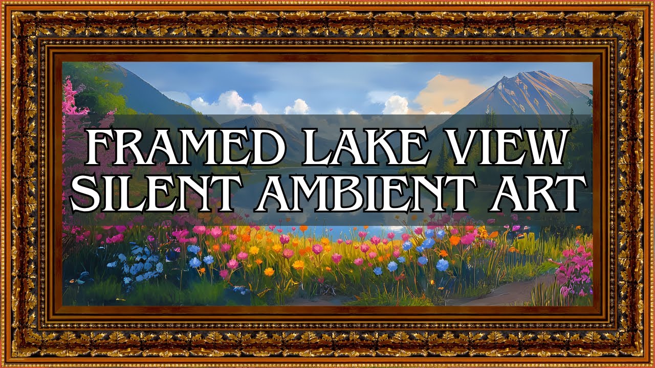 Framed Lake View – Silent Ambient Art with Wildflowers & Mountains (2 Hour Loop)