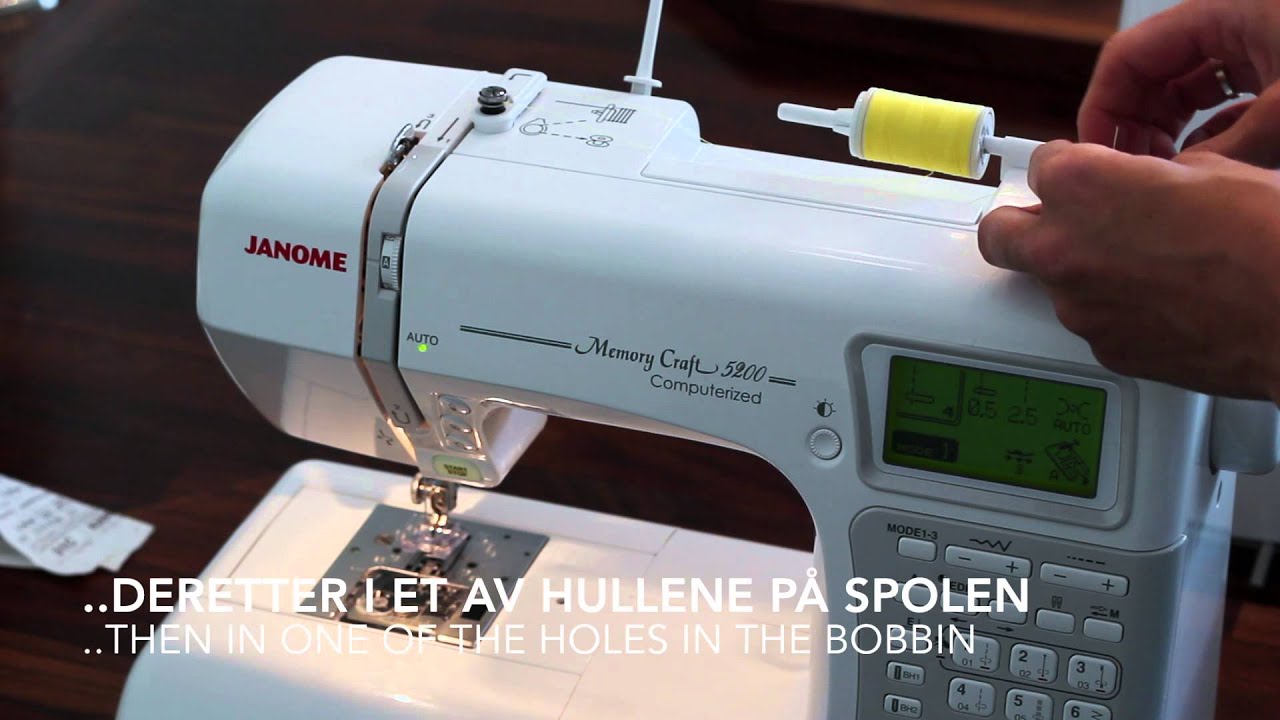 spole - How to wind a bobbin / Janome MC5200 - YouTube