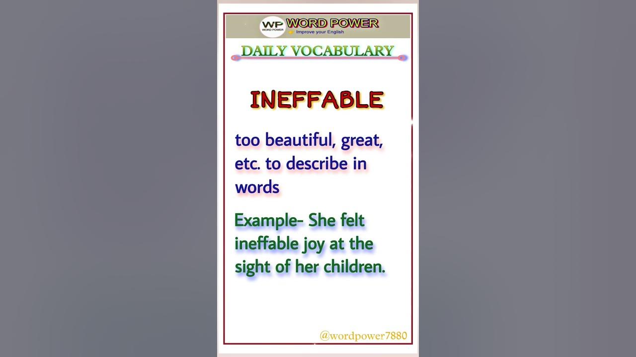 Ineffable meaning #shorts #vocabulary #englishvocabulary #youtubeshorts