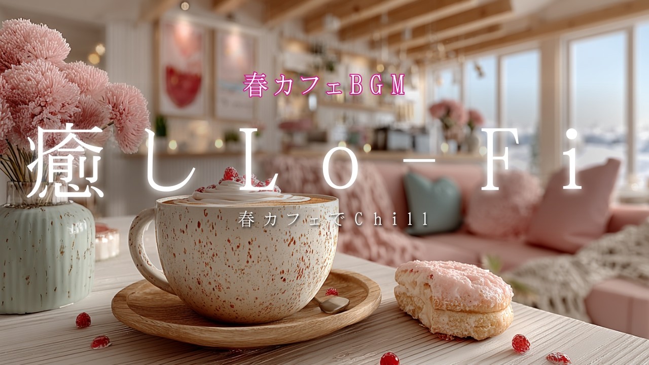 【癒しBGM】とろけるほど甘い、幸せな時間｜花とスイーツに囲まれたピンクのカフェで聴くローファイ