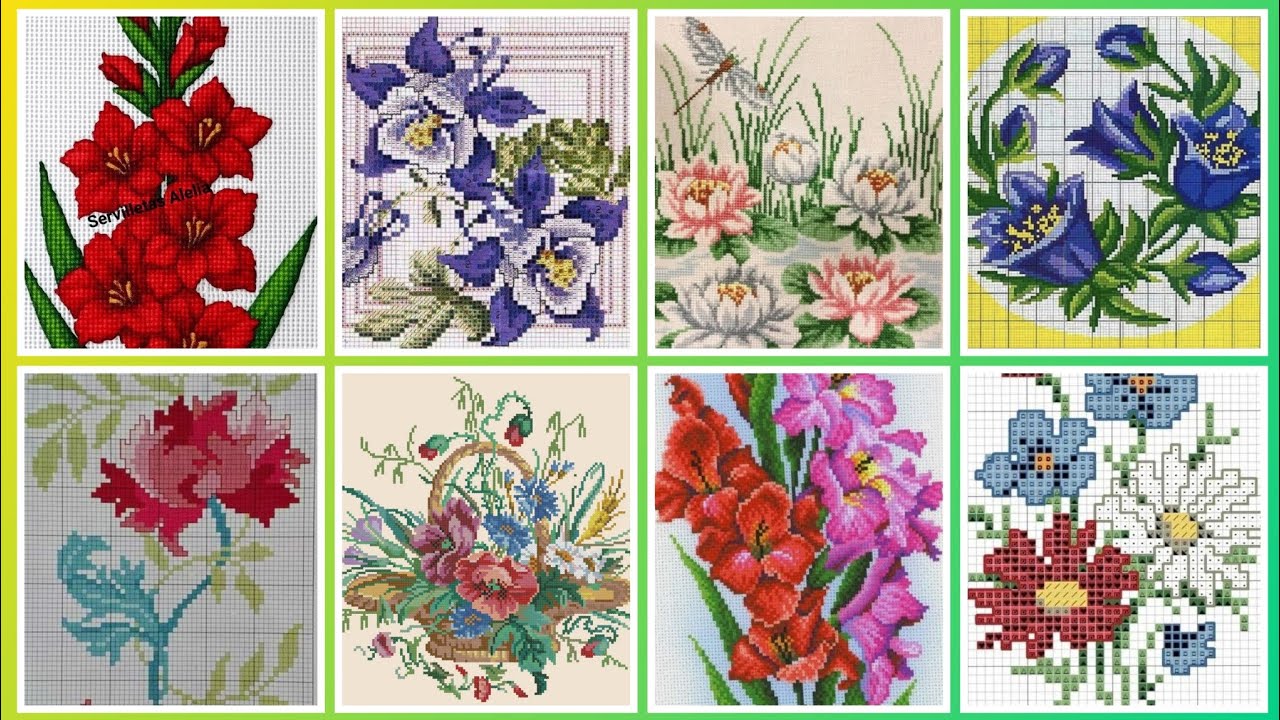 Более 100 потрясающих и элегантных схем для вышивки крестом с цветочными мотивами || Идеи для все...