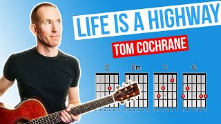 Life Is A Highway ★ Tom Cochrane ★ Acoustic Guitar Lesson [with PDF]