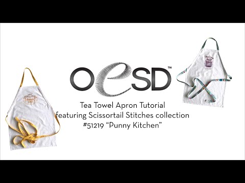 OESD Tea Towel Apron tutorial featuring Punny Kitchen
