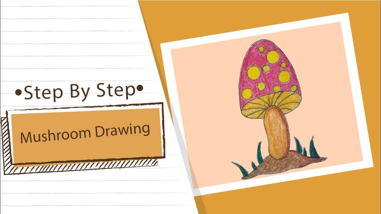 Step by step mushroom drawing for beginners and children. kids drawing ...
