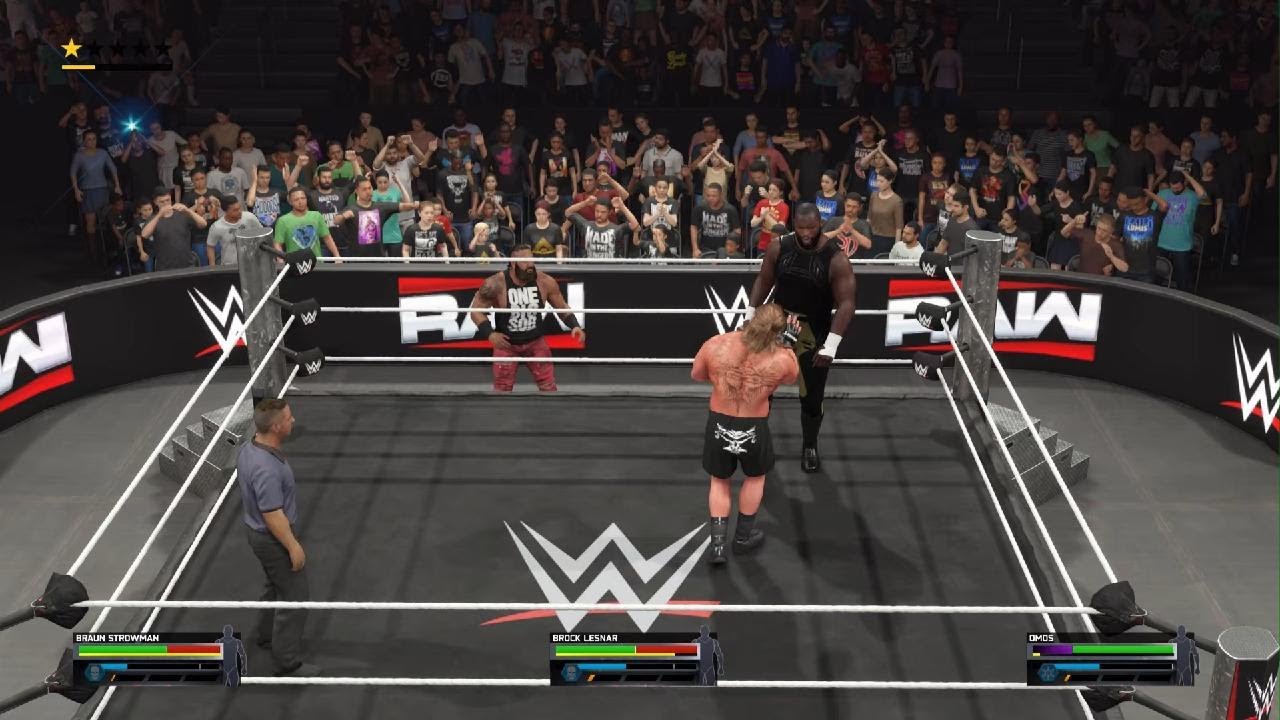 WWE 2K25_brock lesnar vs omos vs braunstrowman